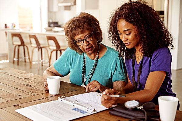 Women filling out forms